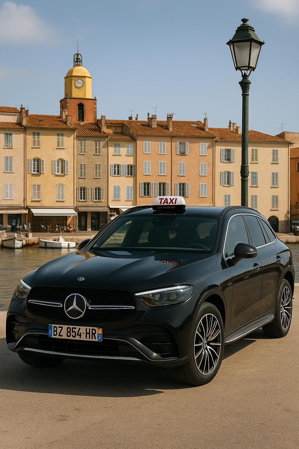 Taxi Mercedes Classe V pour transfert aéroport Nice vers Saint-Tropez - Service premium longue distance 113 km